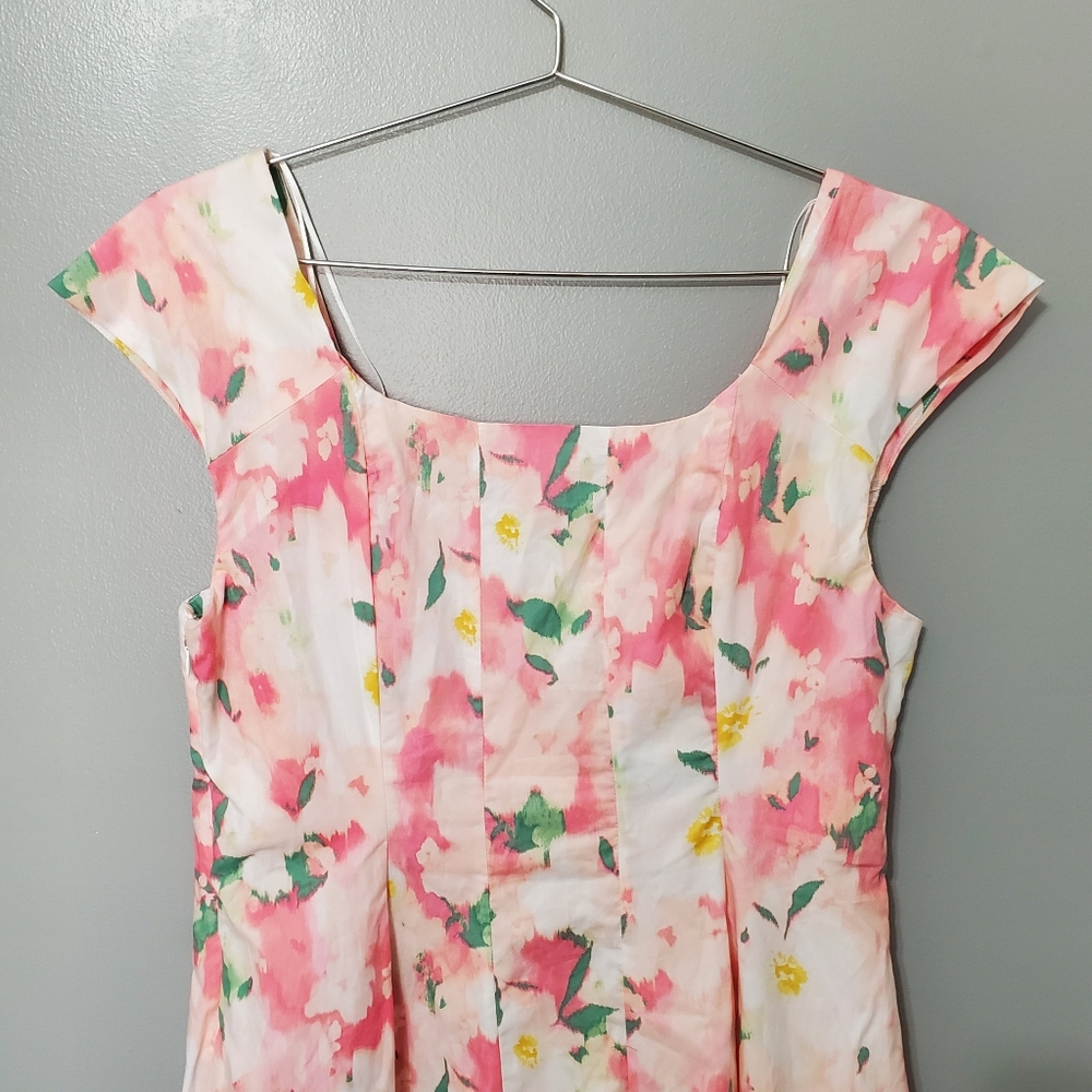 NWT A New Day Pink Floral Cotton Womens Dress Fit and Flare Size 10 - Picture 6 of 8